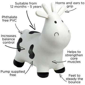 Happy Hopperz White Cow Bouncy Rider - Your Capability Store