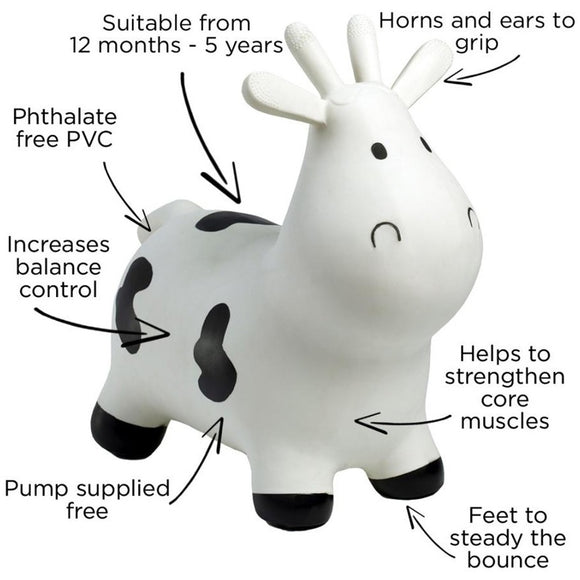 Happy Hopperz White Cow Bouncy Rider - Your Capability Store