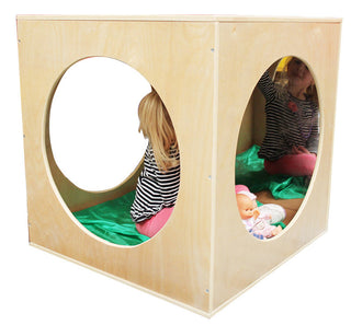 Billy Kidz Wooden Playhouse Cube with Mirrors & Cushion - Avocado