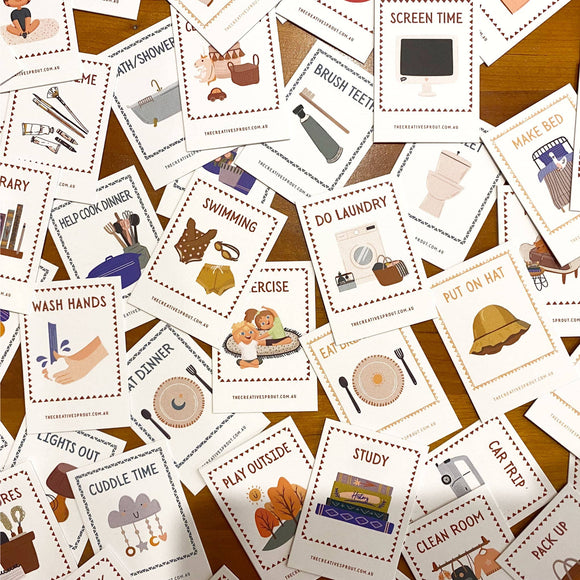 72 Daily Routine Cards & Display Stand - Daily Visual Cues - Your Capability Store