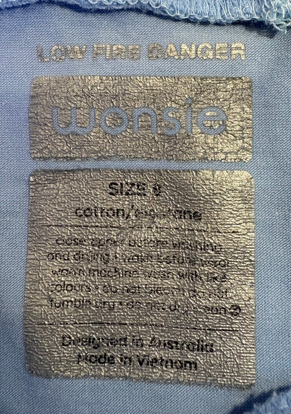 Short Sleeve Wonsie bodysuit - Size 8 Blue - Your Capability Store