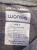 Short sleeve, short-legged Wonsie - Size 8 Dark Grey-2