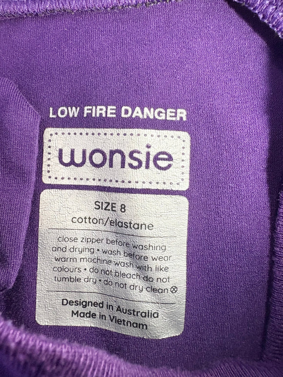 Long sleeve, long-legged Wonsie - Size 8 Purple