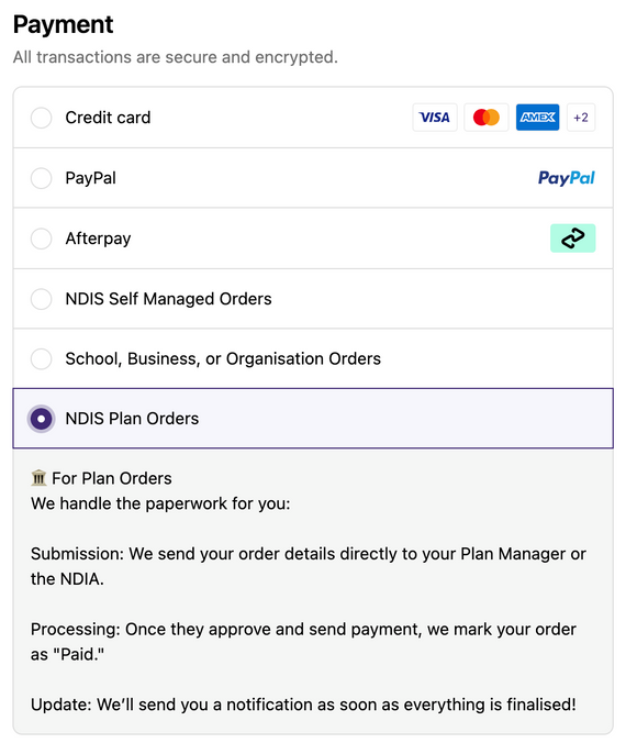 Ndis plan orders