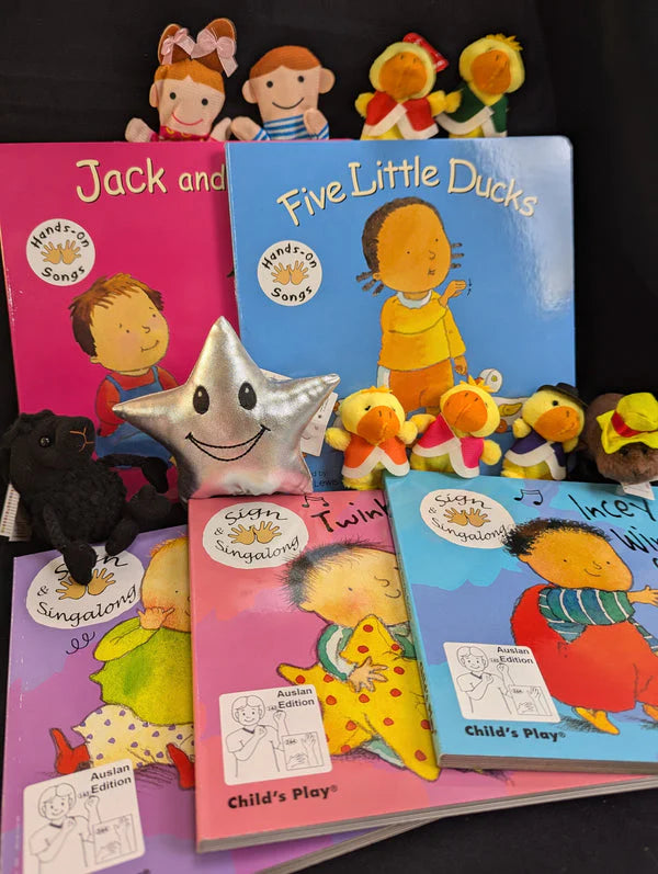 Auslan Nursery Rhyme Board Book and Puppet Set (Small Edition)