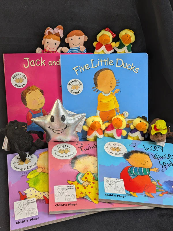 Auslan Nursery Rhyme Board Book and Puppet Set (Small Edition) - Your Capability Store
