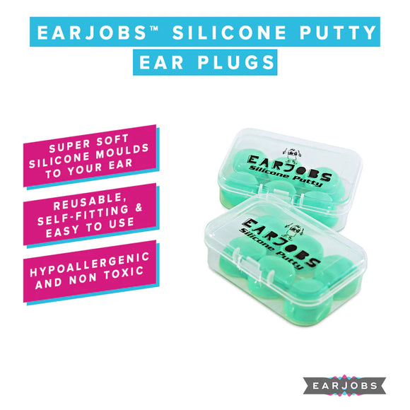Earjobs Silicone Putty Ear Plugs (6 pairs w Carry Case) - Your Capability Store
