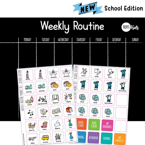 Weekly Routine Chart Set (flexible magnetic) - School Edition