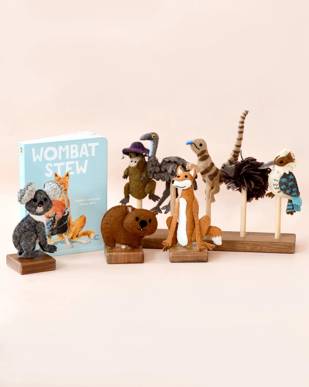 Wombat Stew Finger Puppets Set (Official Scholastic Australia Licensed) - 0