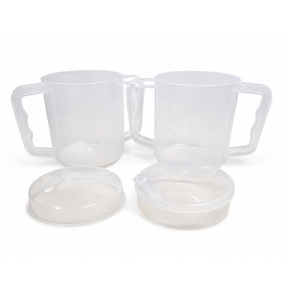 Two Handled Mug with Spout and Splash Lids