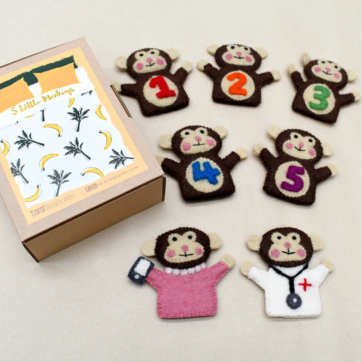 Five Little Monkeys, Finger Puppet Set - 0