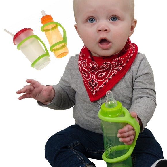 EazyHold Two Pack Sippy Cup Bottle Holder 7 1/2" - Universal Cuff, Silicone Adaptive Grip Aid - Your Capability Store