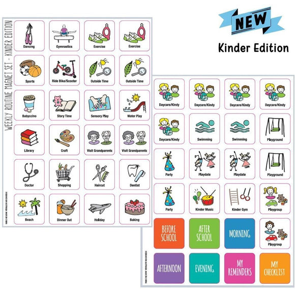 Weekly Routine Chart Set (flexible magnetic) - Kinder Edition