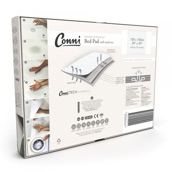 Conni Reusable Bed Pad with Tuck-Ins White - Your Capability Store