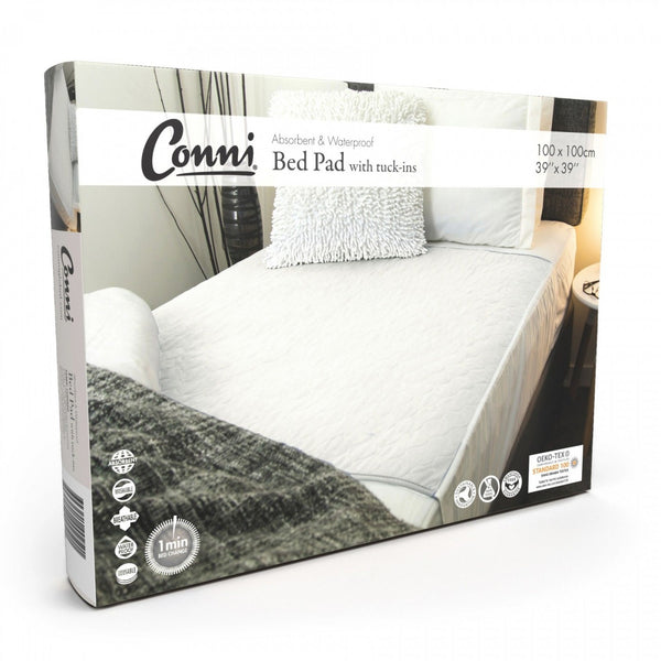 Conni Reusable Bed Pad with Tuck-Ins White